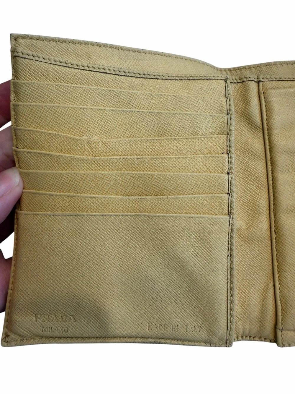 Prada Mustard Yellow Nylon Envelope Wallet with Triangular Logo
